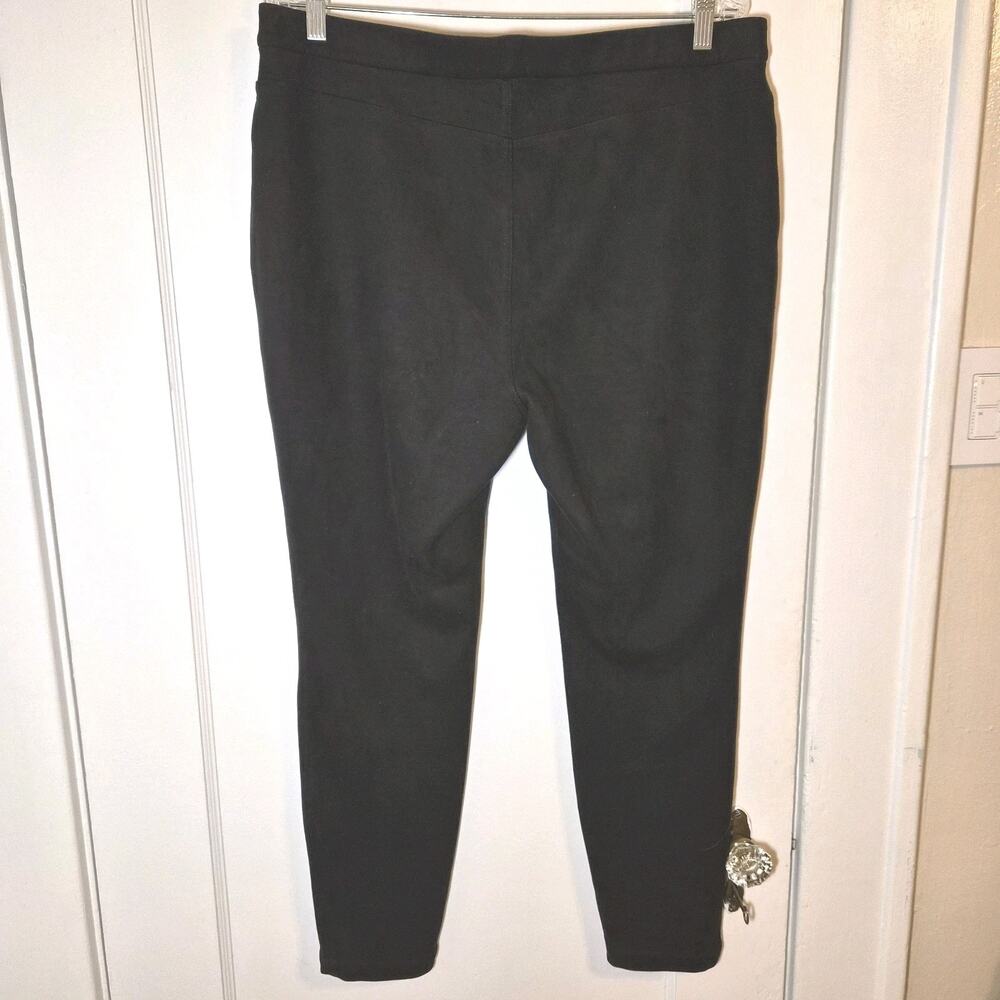 JOAN VASS Black Faux‎ Leather Suede Pants - Women XL ~ 36x27 - Picture 2 of 5